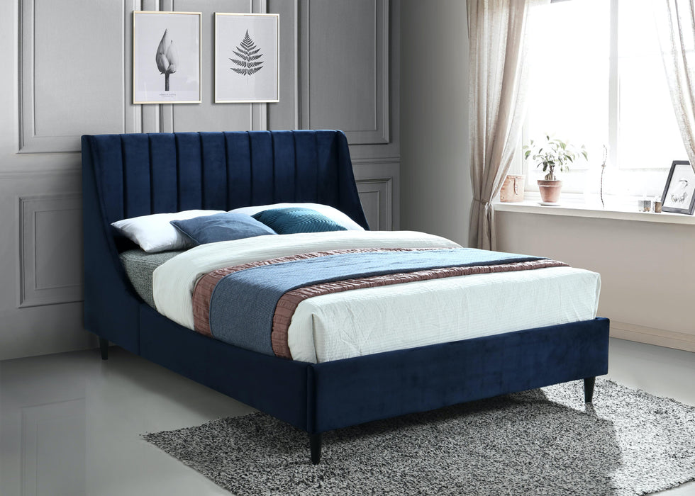 Eva Navy Velvet King Bed