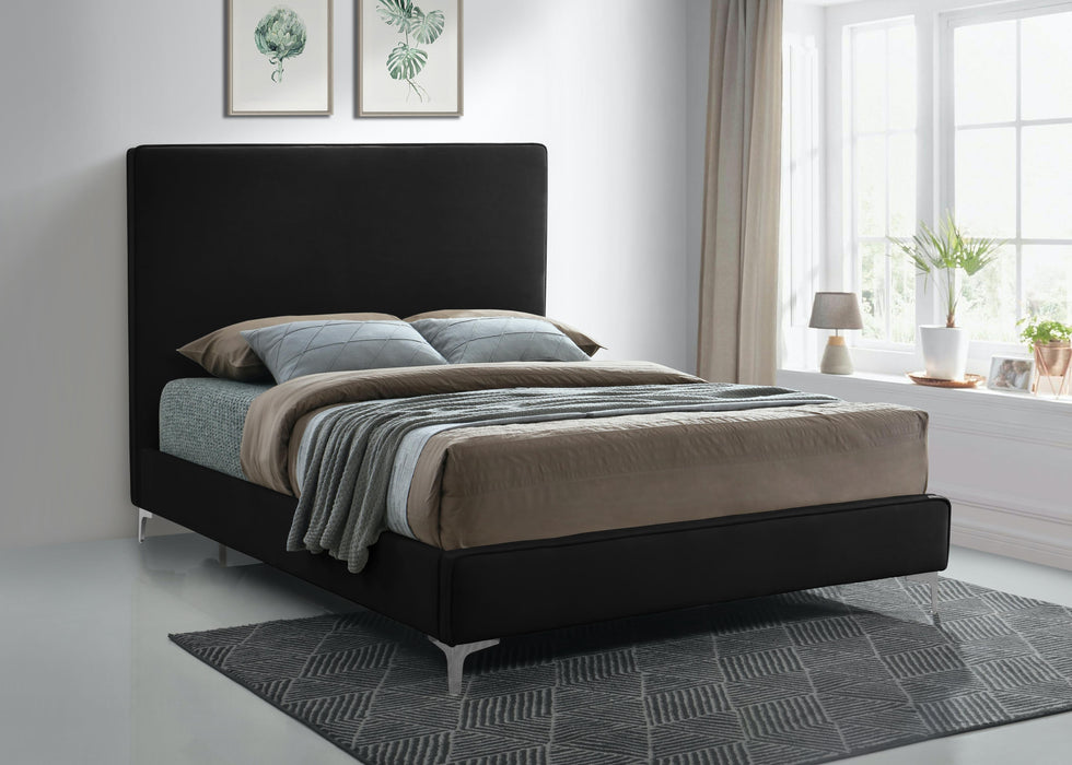 Geri Black Velvet Queen Bed