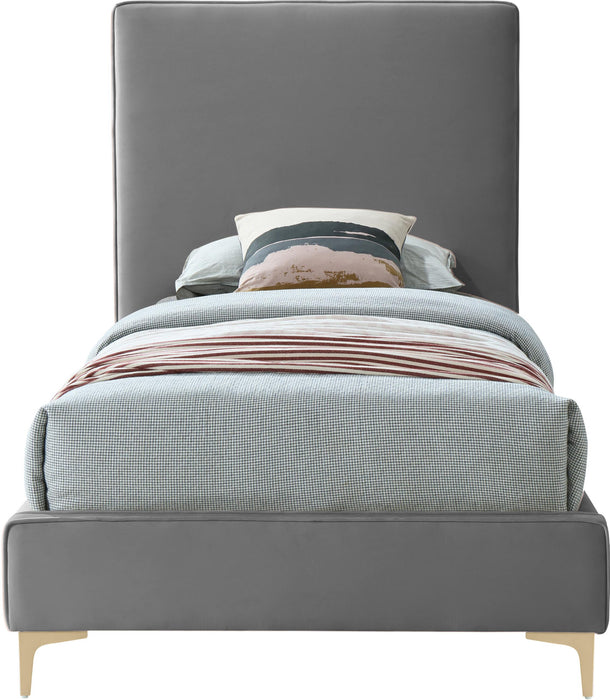 Geri Grey Velvet Twin Bed