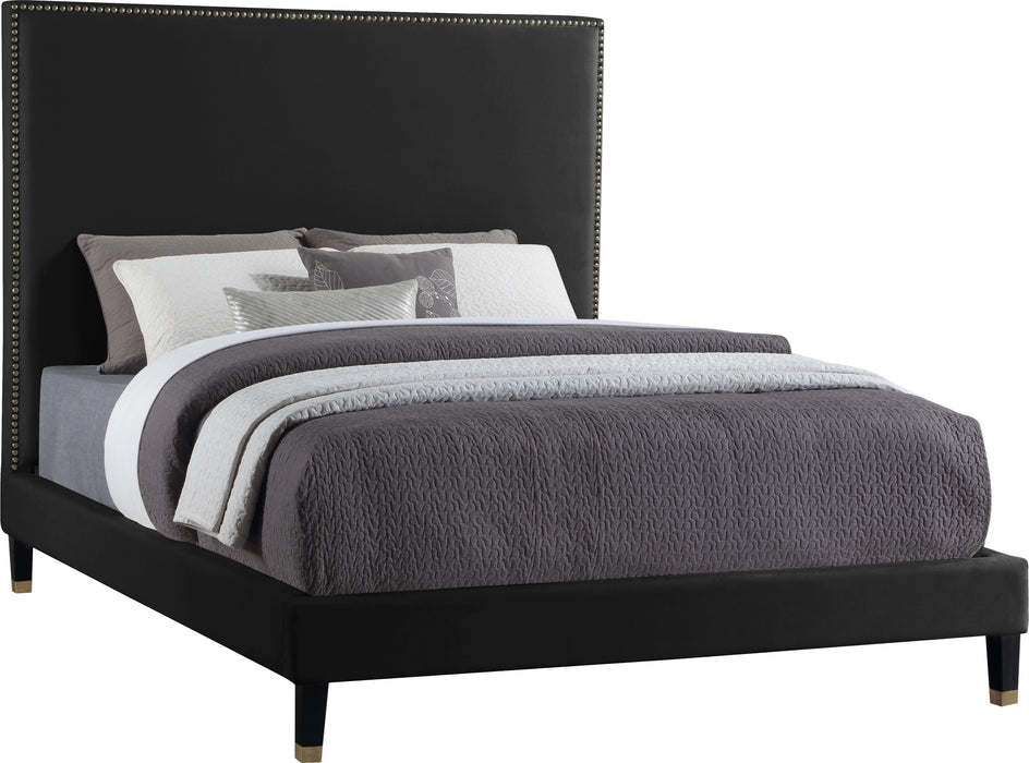 Harlie Black Velvet Full Bed image