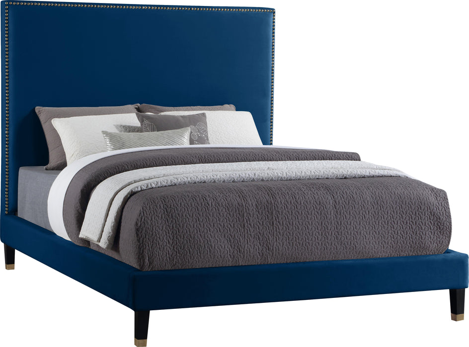 Harlie Navy Velvet King Bed image