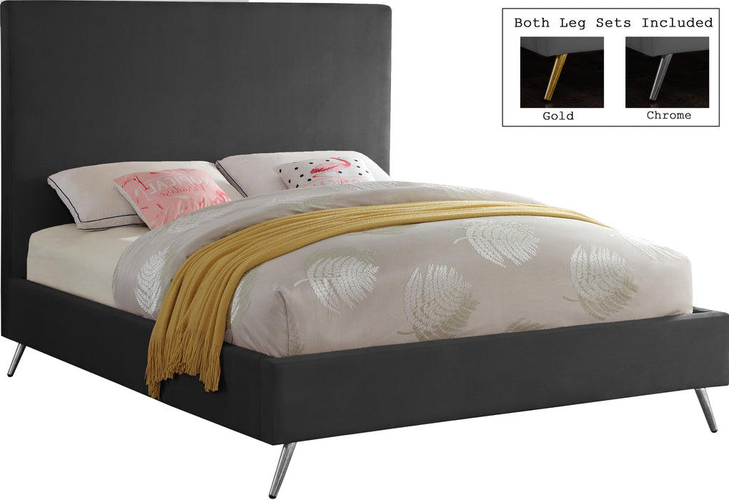 Jasmine Grey Velvet Full Bed