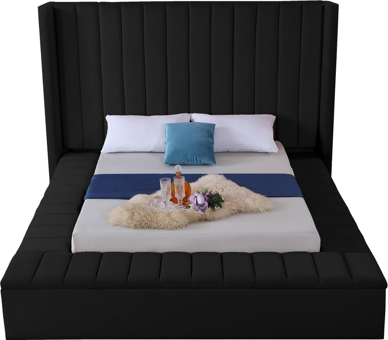 Kiki Black Velvet King Bed (3 Boxes)