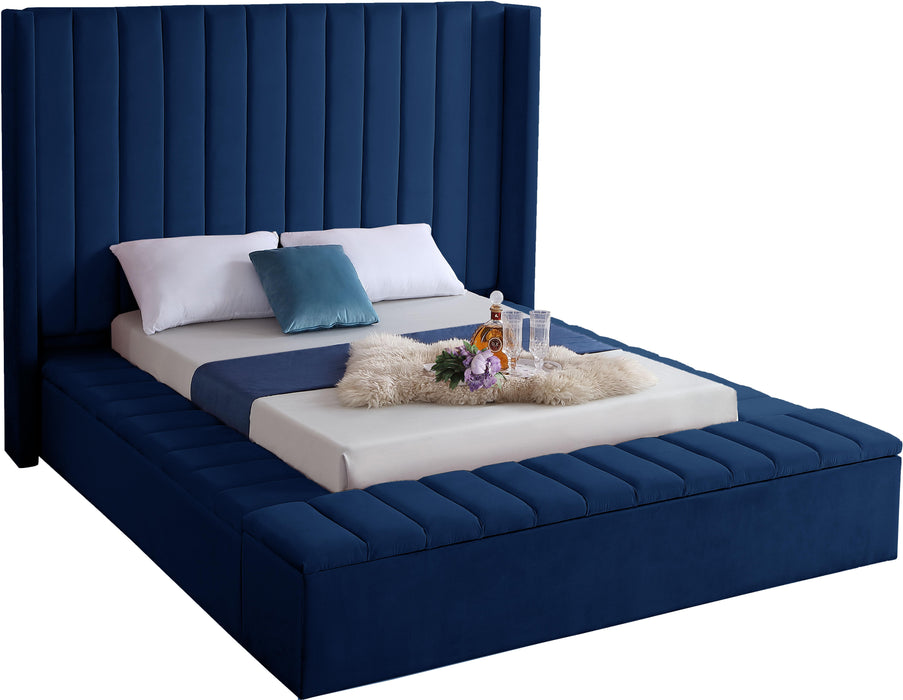 Kiki Navy Velvet King Bed (3 Boxes) image