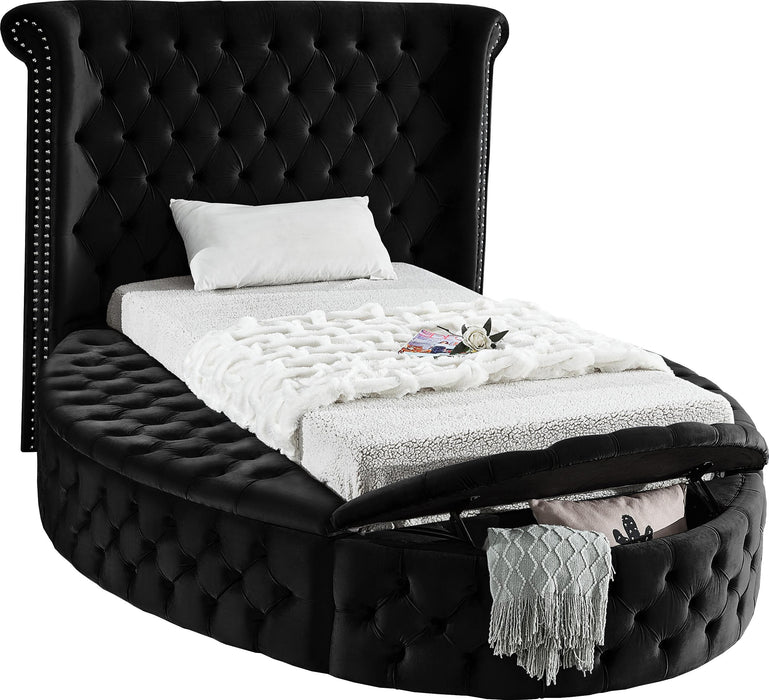 Luxus Black Velvet Twin Bed (3 Boxes)