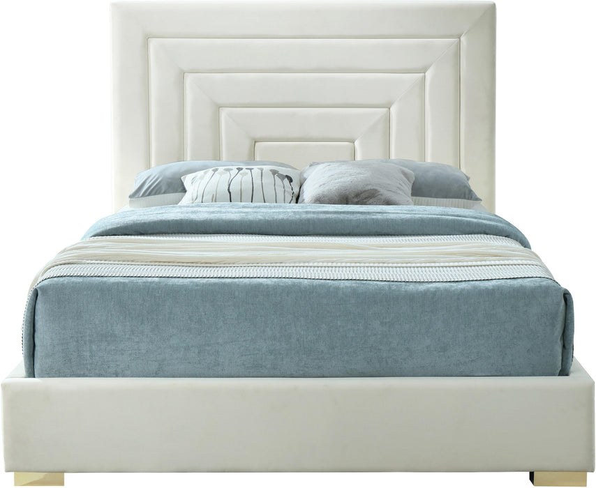 Nora Cream Velvet King Bed