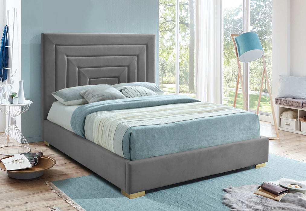 Nora Grey Velvet King Bed