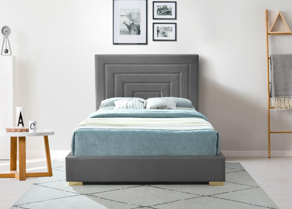 Nora Grey Velvet Queen Bed