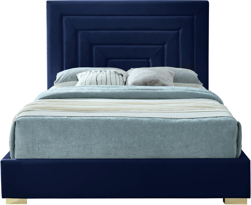 Nora Navy Velvet Queen Bed