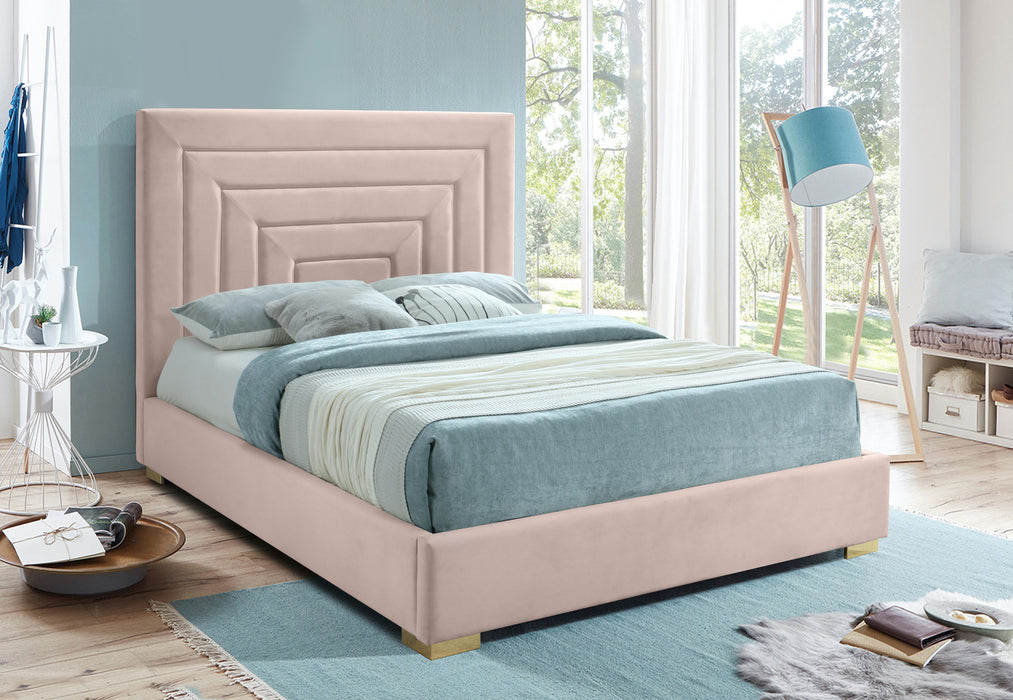 Nora Pink Velvet Queen Bed