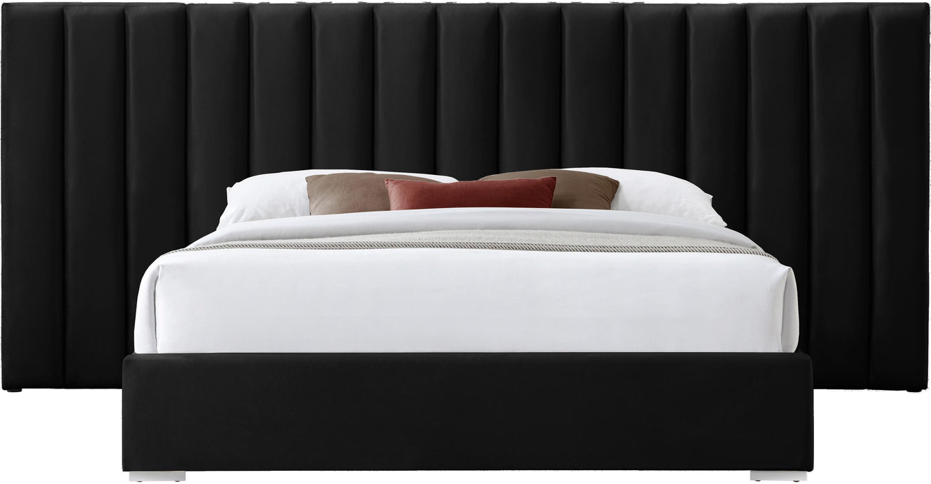 Pablo Black Velvet Queen Bed