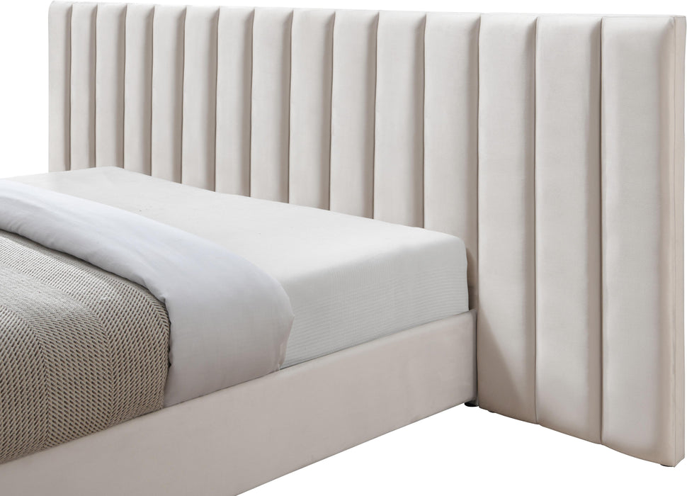 Pablo Cream Velvet Queen Bed