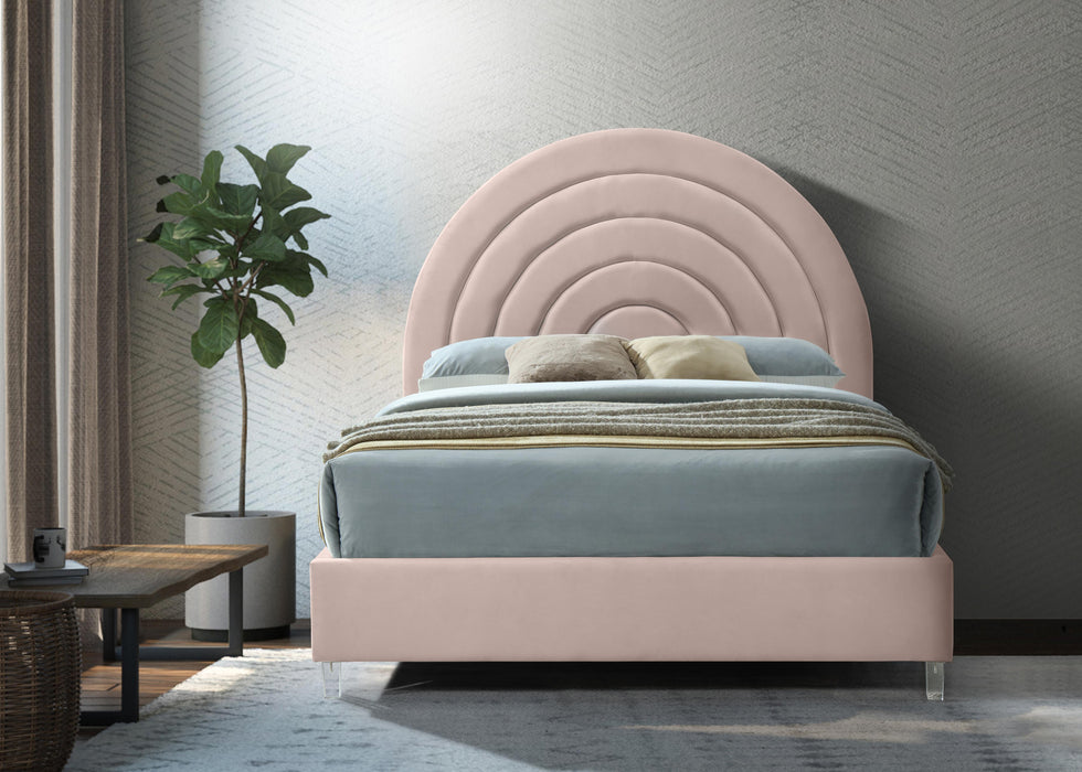 Rainbow Pink Velvet King Bed