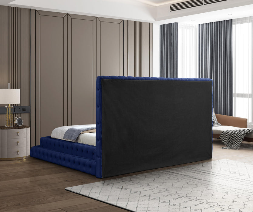 Revel Navy Velvet King Bed (3 Boxes)