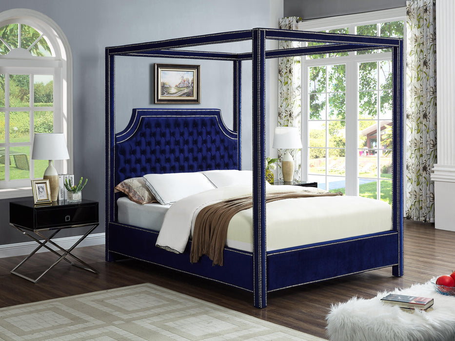 Rowan Navy Velvet King Bed (3 Boxes)