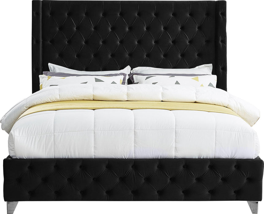 Savan Black Velvet King Bed