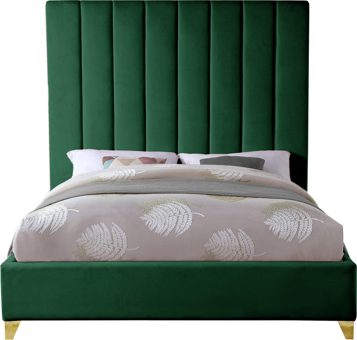 Via Green Velvet King Bed