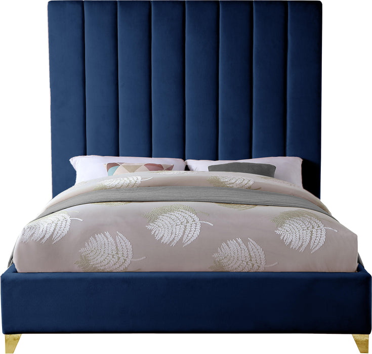 Via Navy Velvet Full Bed