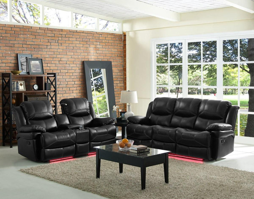 New Classic Flynn Console Loveseat (Lights) in Premier Black