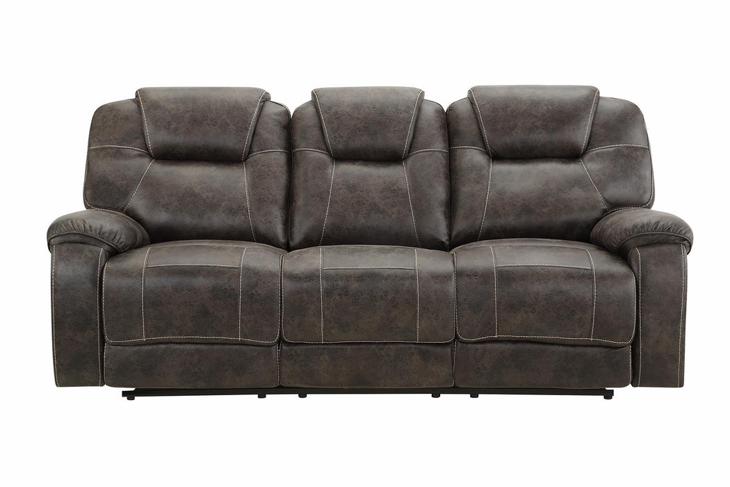 New Classic Furniture Anton Dual Recliner Sofa with Power Footrest in Chocolate