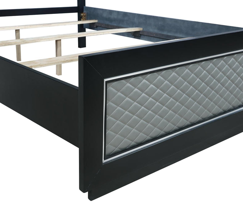 New Classic Furniture Luxor King Panel Bed in Black/Silver