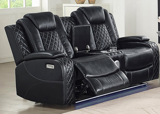 New Classic Furniture Orion Console Loveseat with Power Headrest and Footrest in Black image