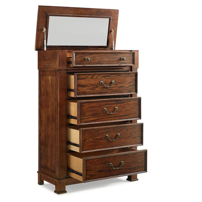 New Classic Furniture Providence 5 Drawer Lift Top Chest in Dark Oak