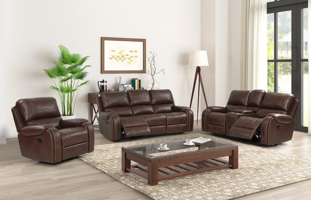 New Classic Furniture Taos Dual Recliner Sofa in Caramel