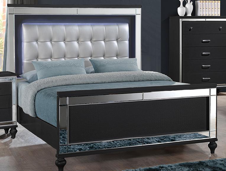 New Classic Furniture Valentino Full Lighted Panel Bed in Black image